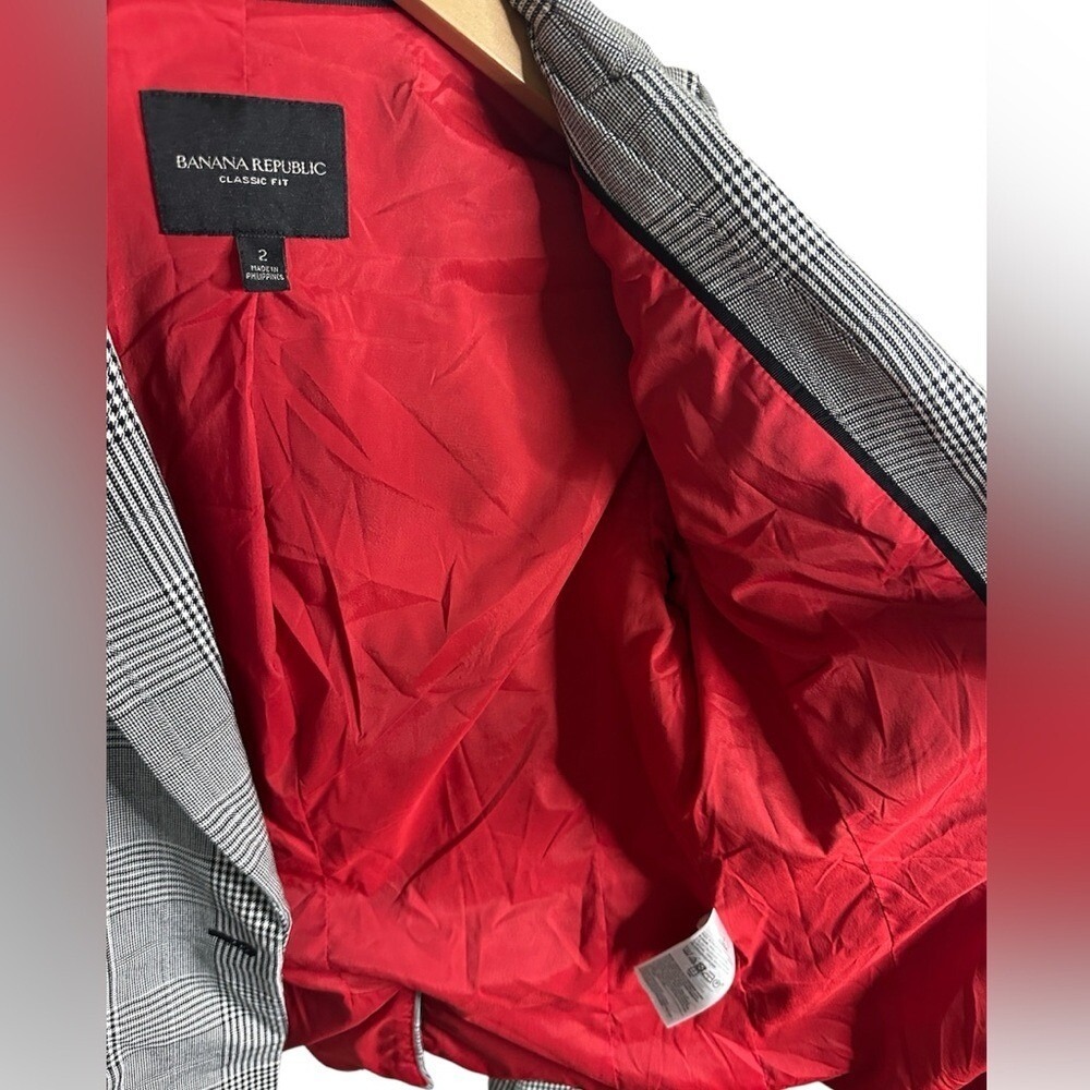Banana Republic Blazer Size 2 Grey/Black/White with Red Lining - Picture 5 of 8